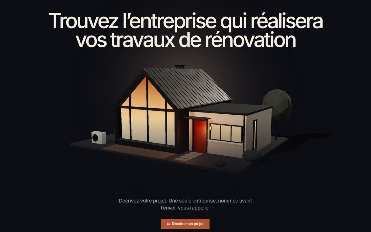 Capture d'écran : Plateforme de travaux de rénovation