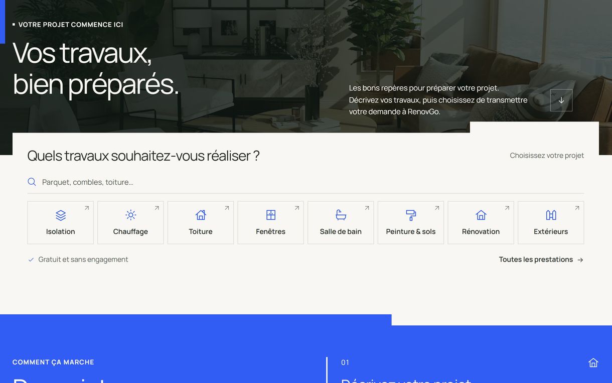 Capture d'écran : Préparation de projets de travaux
